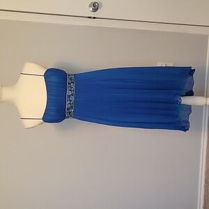 City Triangles Blue Dress with Beaded Waist, Size M